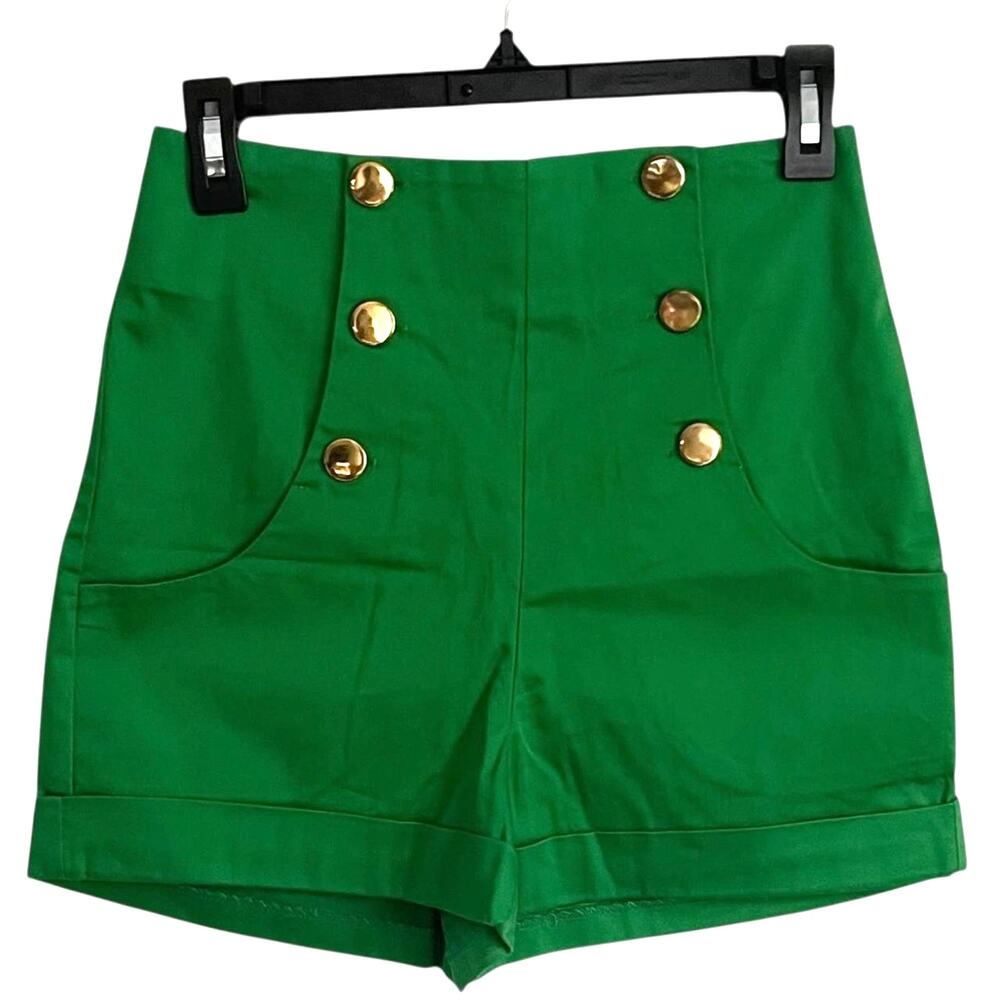 Gaia Green and Gold Pinup Shorts: 90s, Y2K, Modern
